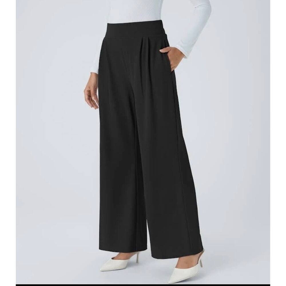 NWT Halara Black XL Flex DayStretch High-Waisted Pocket Straight Leg Work Pants